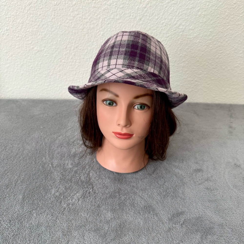 Purple Plaid Classic Fedora Hat One Size Fits Most
